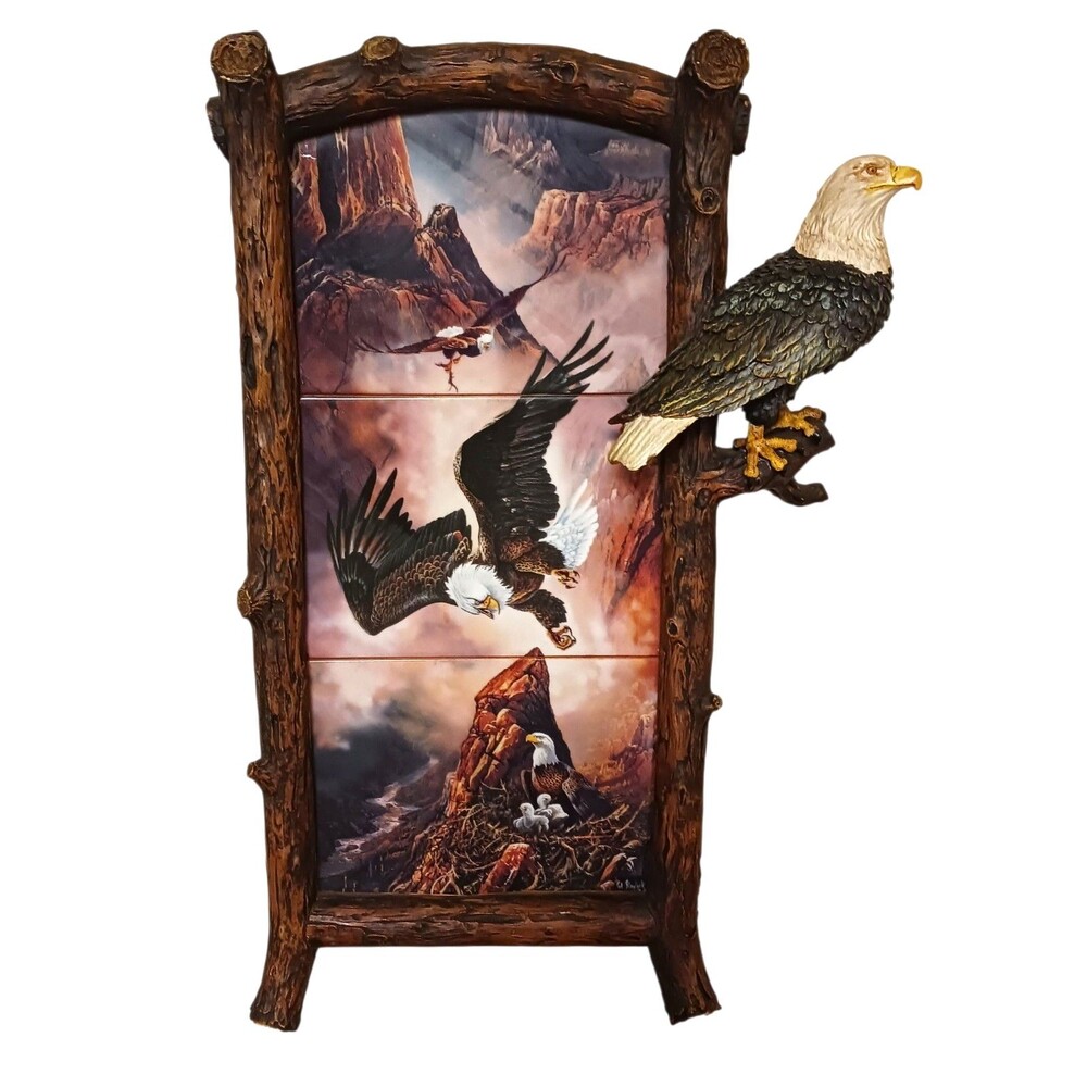 Guardians Of The Canyon Bradford Exchange 3 Eagle Collector Plates Wall Hanging